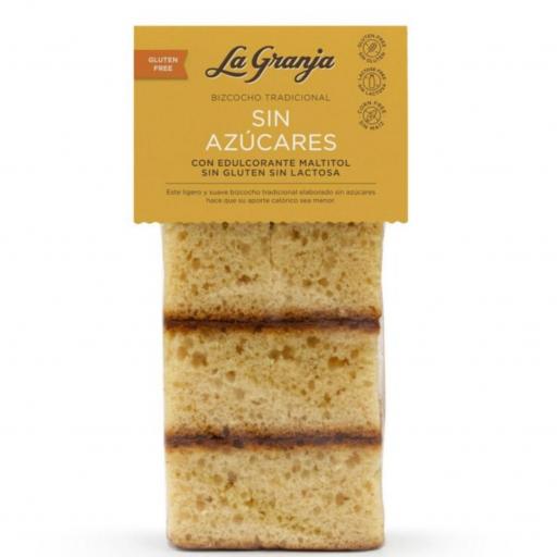 Bizcocho Natural Sin Azúcar, Sin Gluten y Sin Lactosa