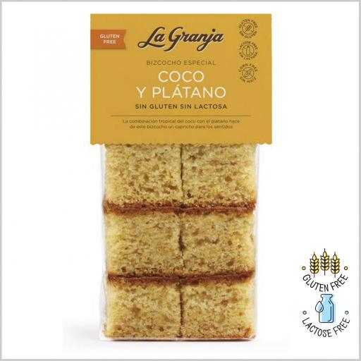 Bizcocho de Coco y Plátano, Sin Gluten y Sin Lactosa