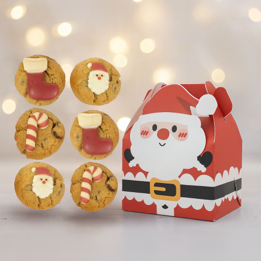 Cajita Papá Noel con 6 cookies