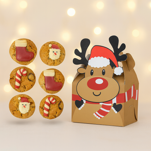 Cajita Reno Rudolf con 6 cookies