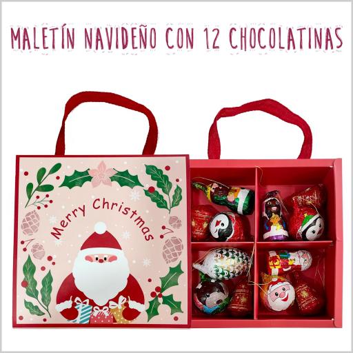 Maletín Navideño con 12 chocolatinas