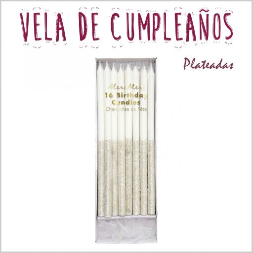 Velas Meri Meri Purpurina Plateadas [0]