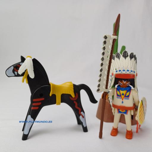PLAYMOBIL 3876 JEFE INDIO A CABALLO OESTE WESTERN (AÑO  1996 - 2001) [1]