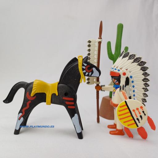 PLAYMOBIL 3876 JEFE INDIO A CABALLO OESTE WESTERN (AÑO  1996 - 2001) [2]