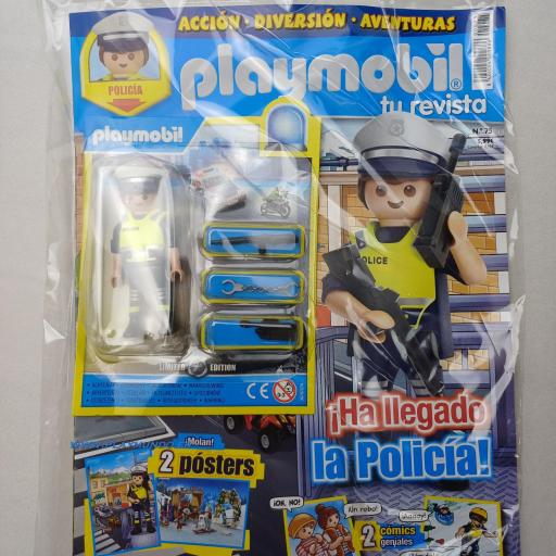 PLAYMOBIL REVISTA BLUE Nº75 POLICIA  ( MAYO 2024) MODELO POLICIA CHALECO AMARILLO