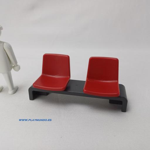 PLAYMOBIL BANCO GRIS ASIENTOS ROJOS