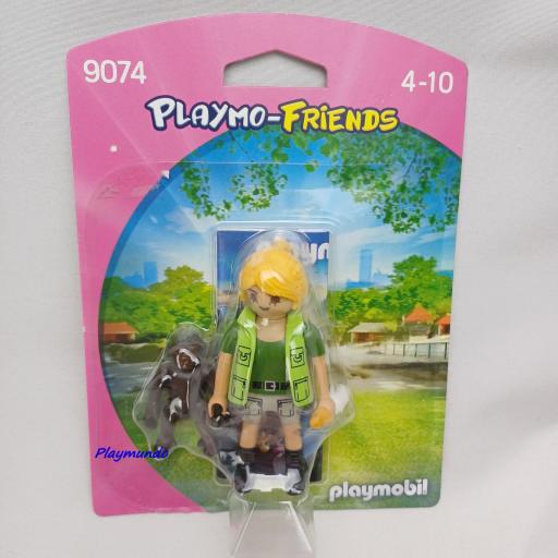 PLAYMOBIL 9074 PLAYMO-FRIENDS CUIDADORA DE ANIMALES CON CRIA DE GORILA  (BLISTER ABIERTO) AÑO 2017 [0]