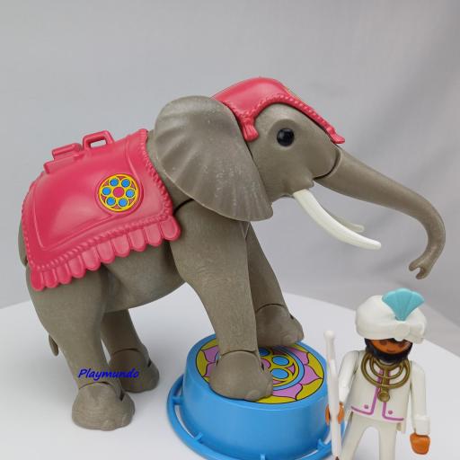 ​PLAYMOBIL 3711 ELEFANTE DEL CIRCO CON DOMADOR Y ACROBATA (V2 AÑO 1993 - 1994) [3]