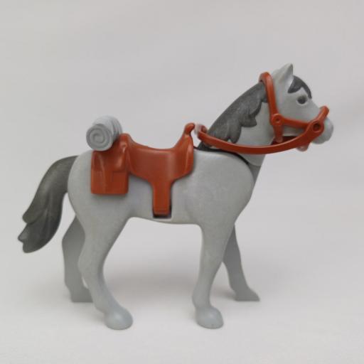 PLAYMOBIL CABALLO  GRIS OESTE MEDIEVAL MOD068