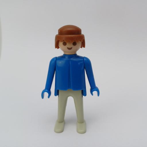 PLAYMOBIL MUÑECO CLICK AZUL GRIS  CASTAÑO, MANOS FIJAS