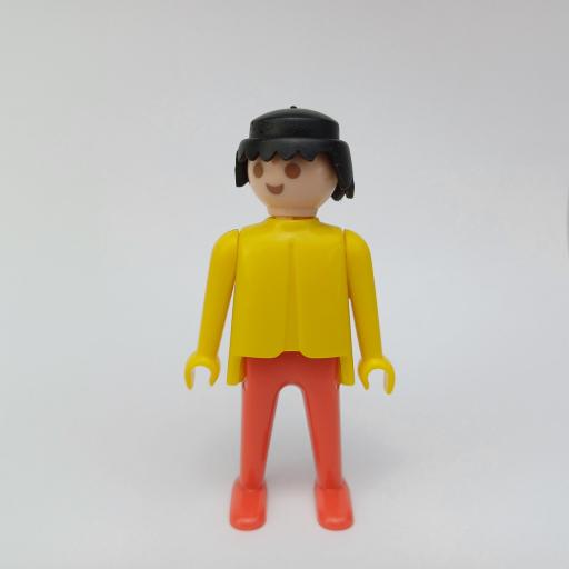 PLAYMOBIL MUÑECO CLICK AMARILLO ROJO MORENO, MANOS FIJAS