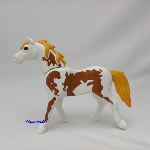 PLAYMOBIL CABALLO  BLANCO CON MANCHAS MARRONES (DESGASTE MANCHAS) [0]