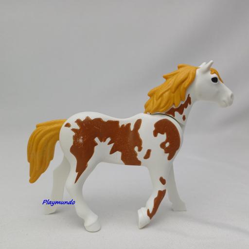 PLAYMOBIL CABALLO  BLANCO CON MANCHAS MARRONES (DESGASTE MANCHAS) [1]