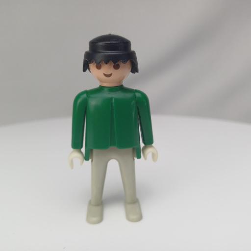 PLAYMOBIL MUÑECO CLICK VERDE GRIS MORENO , MANOS BLANCAS