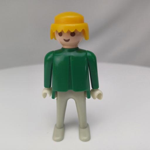 PLAYMOBIL MUÑECO CLICK VERDE GRIS RUBIO, MANOS BLANCAS