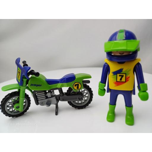 PLAYMOBIL 3698 MOTOCROSS MOTORISTA CON MOTO (AÑO 1994 - 1998) [1]