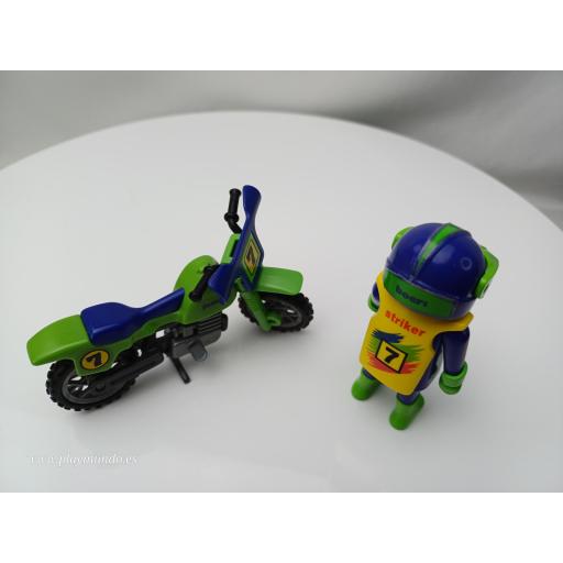 PLAYMOBIL 3698 MOTOCROSS MOTORISTA CON MOTO (AÑO 1994 - 1998) [2]