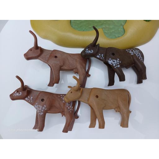 PLAYMOBIL 3801 VAQUEROS OESTE CON VACAS CUERNOS LARGOS ABREVADERO (AÑO 1994) [5]