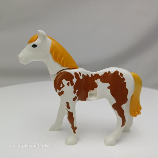PLAYMOBIL CABALLO BLANCO MANCHAS MARRONES mod077