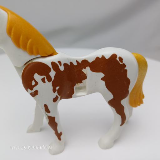 PLAYMOBIL CABALLO BLANCO MANCHAS MARRONES mod077 [4]