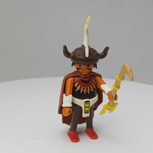 PLAYMOBIL MUÑECO CLICK  INDIO CHAMAN JEFE OESTE WESTERN MOD022