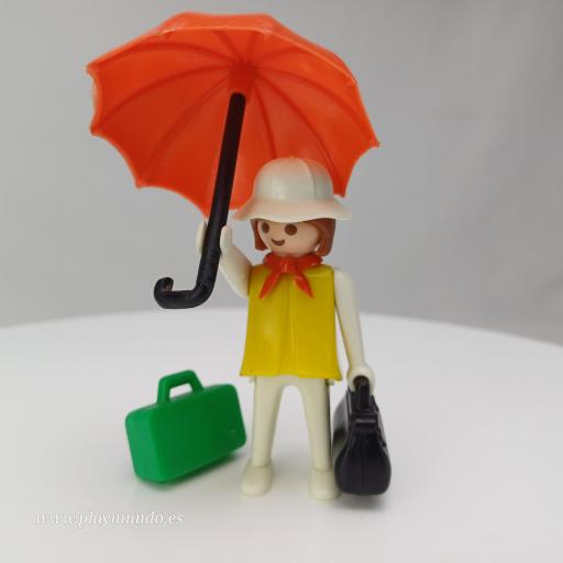 PLAYMOBIL 3322 MUJER CON PARAGUAS Y EQUIPAJE (AÑO 1976)