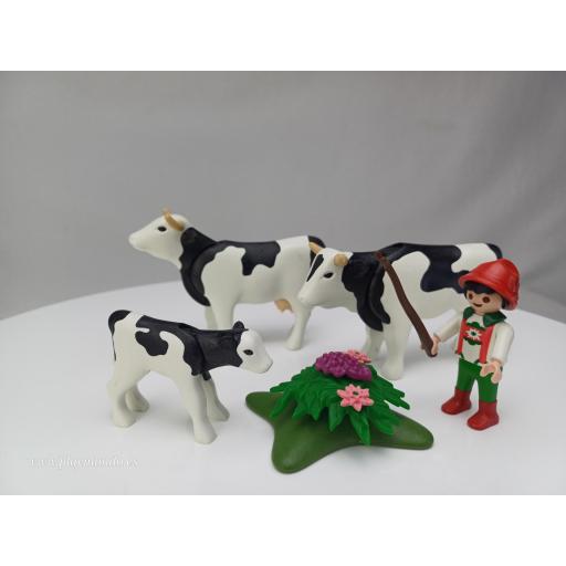 PLAYMOBIL 3077 VACAS CON NIÑO (AÑO 1999)