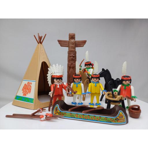 PLAYMOBIL 3483 POBLADO INDIO (AÑO 1980 - 1990)