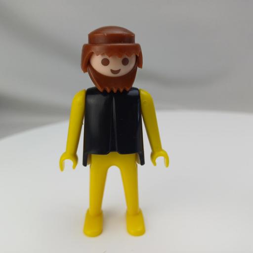 PLAYMOBIL MUÑECO CLICK  NEGRO AMARILLO CASTAÑO, MANOS FIJAS