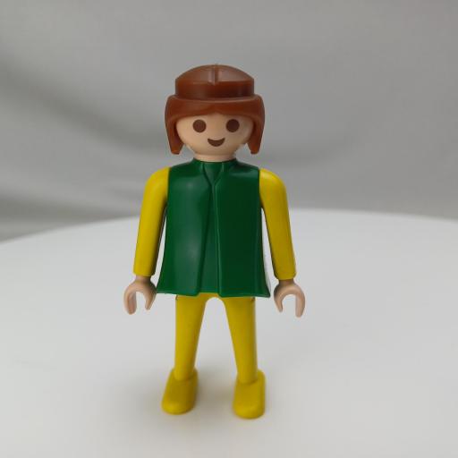 PLAYMOBIL MUJER MUÑECO CLICK VERDE AMARILLO, CASTAÑO