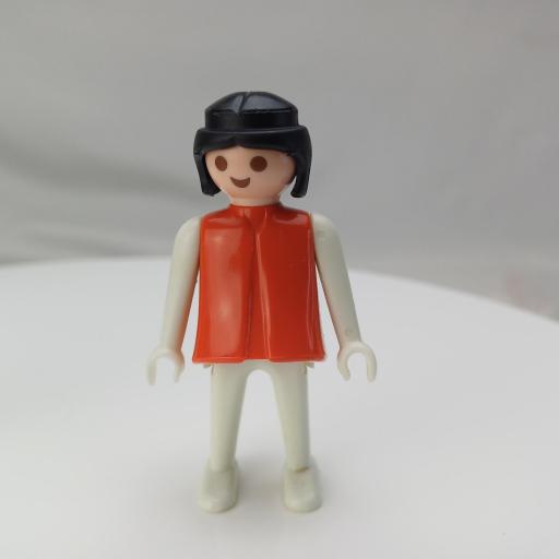 PLAYMOBIL  MUJER MUÑECO CLICK ROJO BLANCO MORENA, MANOS FIJAS