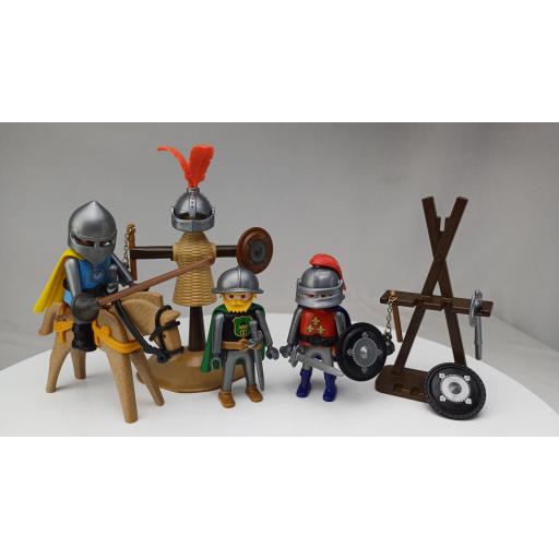 PLAYMOBIL 3668 ENTRENAMIENTO TORNEO MEDIEVAL CABALLEROS (AÑO 1993 - 2004)