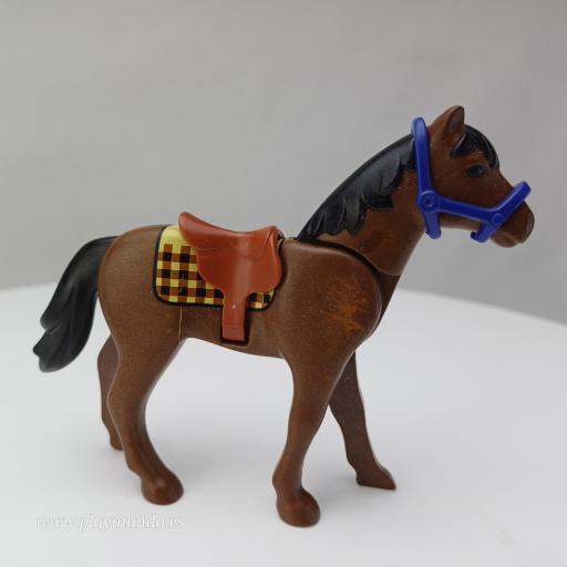 PLAYMOBIL CABALLO MARRON CON MONTURA (LEER DESCRIPCION)