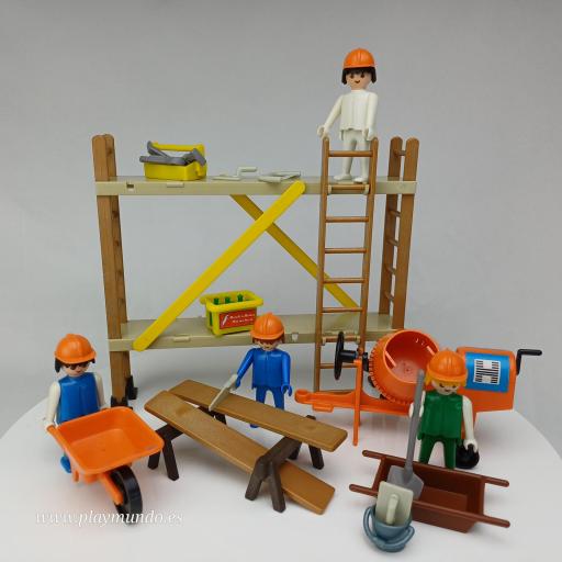 PLAYMOBIL 3492 ALBAÑILES CON ANDAMIO (1980 - 1983)