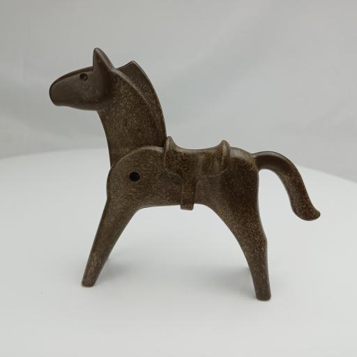 ​PLAYMOBIL CABALLO CLASICO MARRON OSCURO montura integrada fija MOD049a [1]