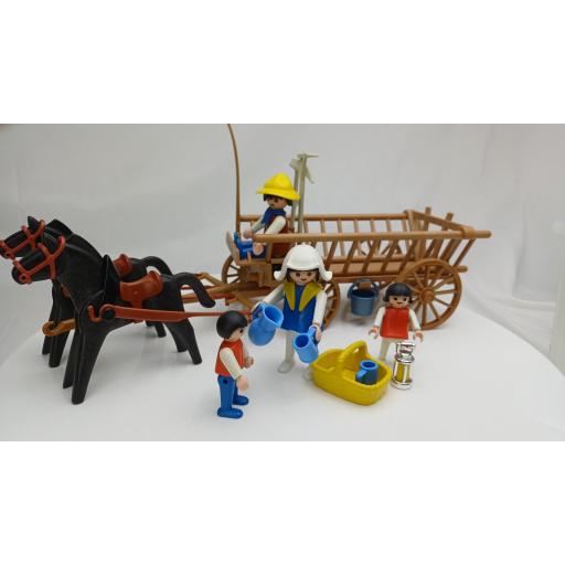 PLAYMOBIL 3503 CARRETA MEDIEVAL CON GRANJEROS (VERSION 4 AÑO 1986 - 1992) [1]