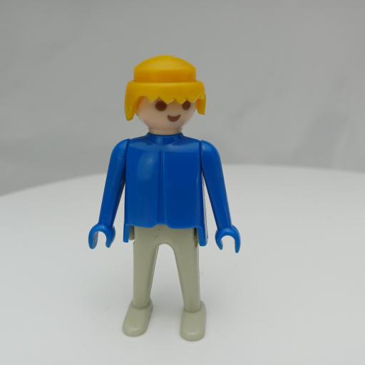 PLAYMOBIL MUÑECO CLICK AZUL GRIS  RUBIO , MANOS FIJAS