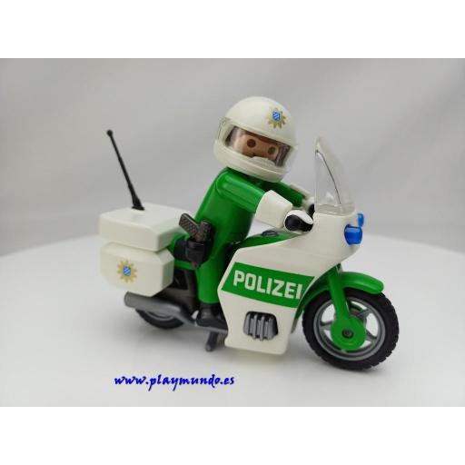 PLAYMOBIL 3983 POLICIA CON MOTO ALEMANA POLIZEI  (AÑO 1998 -2008)