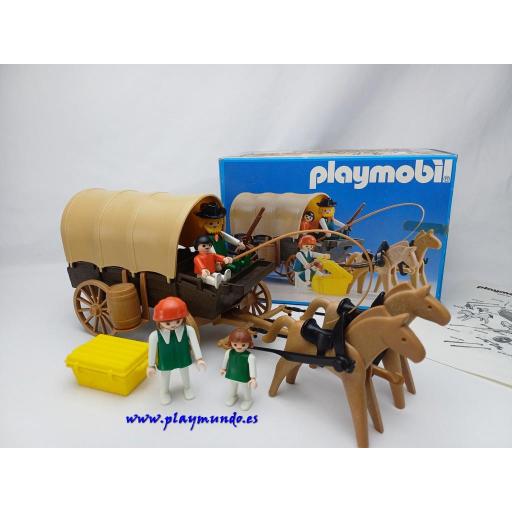 ​PLAYMOBIL 3278 CARRETA OESTE WESTERN GRANJEROS (V-1 AÑO 1983 - 1989)