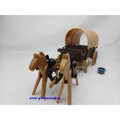 ​PLAYMOBIL 3278 CARRETA OESTE WESTERN GRANJEROS (V-1 AÑO 1983 - 1989) [3]
