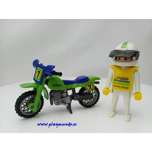 PLAYMOBIL 3301 MOTOCROSS MOTORISTA CON MOTO (AÑO 1987) [1]