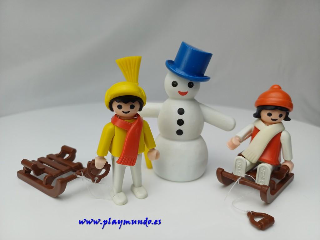 PLAYMOBIL 3393 NIÑOS CON MUÑECO DE NIEVE (AÑO 1984)