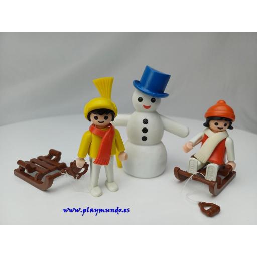 PLAYMOBIL 3393 NIÑOS CON MUÑECO DE NIEVE (AÑO 1984) [0]