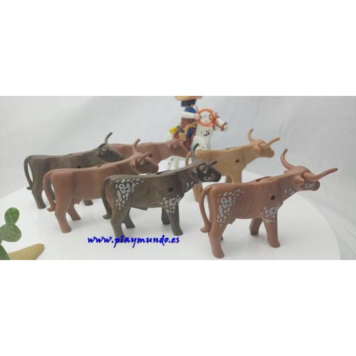 PLAYMOBIL 3749 VAQUERO OESTE CON VACAS CUERNOS LARGOS (AÑO 1988 - 1993) [4]