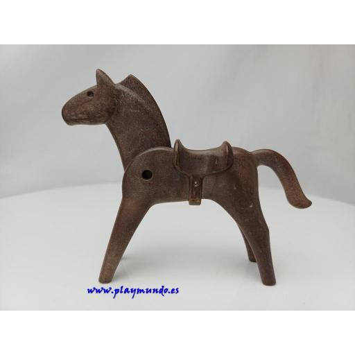 ​PLAYMOBIL CABALLO CLASICO MARRON OSCURO montura integrada fija MOD049a [1]