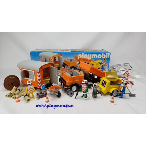 PLAYMOBIL 3474 TRABAJADORES CON CAMION Y REMOLQUE (AÑO 1983) [0]