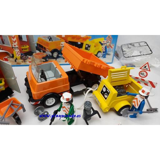PLAYMOBIL 3474 TRABAJADORES CON CAMION Y REMOLQUE (AÑO 1983) [2]