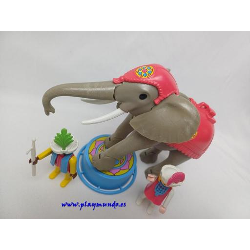 ​PLAYMOBIL 3711 ELEFANTE DEL CIRCO CON DOMADOR Y ACROBATA (V1 AÑO 1988) [1]