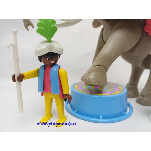 ​PLAYMOBIL 3711 ELEFANTE DEL CIRCO CON DOMADOR Y ACROBATA (V1 AÑO 1988) [2]