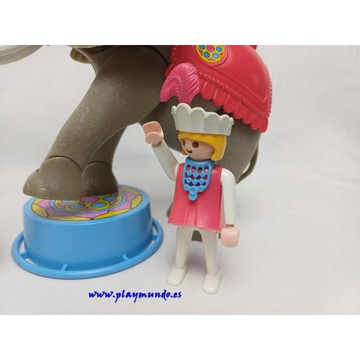 ​PLAYMOBIL 3711 ELEFANTE DEL CIRCO CON DOMADOR Y ACROBATA (V1 AÑO 1988) [3]